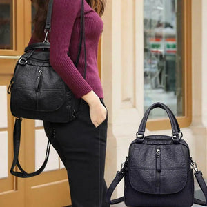 PU Leather Multipurpose Backpack Shoulder Bag for Travel