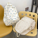 Waterproof Floral Travel Book Backpack Female Laptop Bag