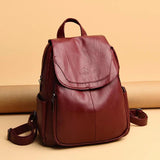 Soft Leather Women's Backpack Shoulder Bag Travel Multi-Purpose