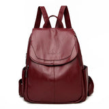 Soft Leather Women's Backpack Shoulder Bag Travel Multi-Purpose