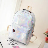 Women Girls Holographic Backpack School Bags Teenage Travel Bags