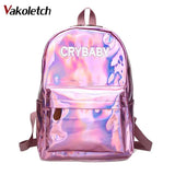 Women Girls Holographic Backpack School Bags Teenage Travel Bags