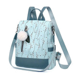 Flower Print School Backpack Women Travel Bag