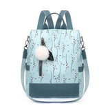 Flower Print School Backpack Women Travel Bag
