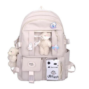 Women Multi-Pocket Nylon Backpack for School and Laptop
