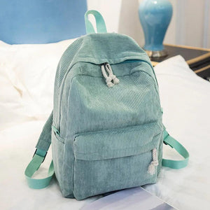 Corduroy Teenage School Backpack for Girls