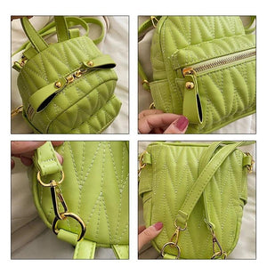 Quilted Mini Women Backpack Small Travel Bagpack Teenager Girls Bags