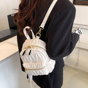 Quilted Mini Women Backpack Small Travel Bagpack Teenager Girls Bags