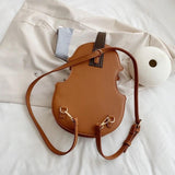 Violin Shape PU Leather Backpack School Handbag Travel Daypack for Teenager Girl