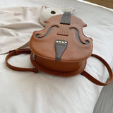 Violin Shape PU Leather Backpack School Handbag Travel Daypack for Teenager Girl
