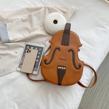 Violin Shape PU Leather Backpack School Handbag Travel Daypack for Teenager Girl