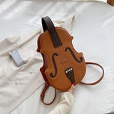 Violin Shape PU Leather Backpack School Handbag Travel Daypack for Teenager Girl