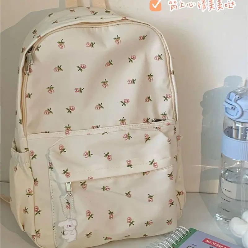 Floral Backpack Women Sweet Mori-girl School Bag Waterproof Large Capacity