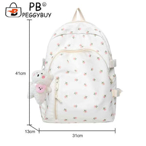 Floral Backpack College Student Large Capacity Fresh School Bag
