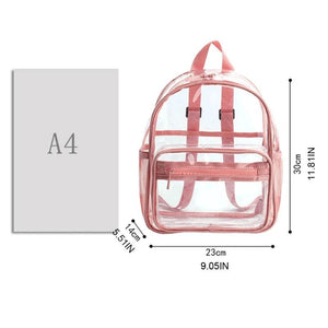 Women Transparent PVC Backpack College Students Bookbag