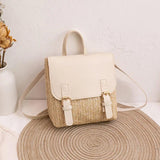 Women's Straw Woven Backpack School Bag
