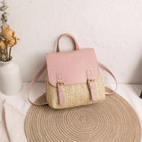 Women's Straw Woven Backpack School Bag