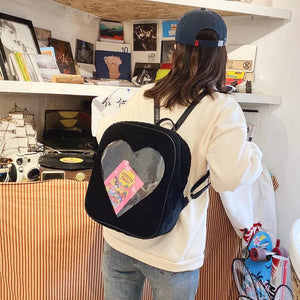 Transparent Heart Shape PVC Ita Bag Backpack Silver