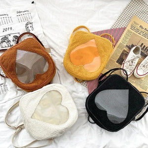 Transparent Heart Shape PVC Ita Bag Backpack Silver
