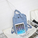 Casual Denim Women Backpack with Handle Jeans Girls Travel Bag Daypack