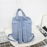 Casual Denim Women Backpack with Handle Jeans Girls Travel Bag Daypack