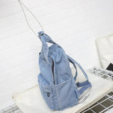 Casual Denim Women Backpack with Handle Jeans Girls Travel Bag Daypack