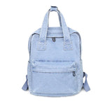 Casual Denim Women Backpack with Handle Jeans Girls Travel Bag Daypack