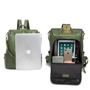 Casual Multifunction Women Leather Backpack Female Shoulder Bag