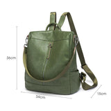 Casual Multifunction Women Leather Backpack Female Shoulder Bag