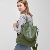 Casual Multifunction Women Leather Backpack Female Shoulder Bag