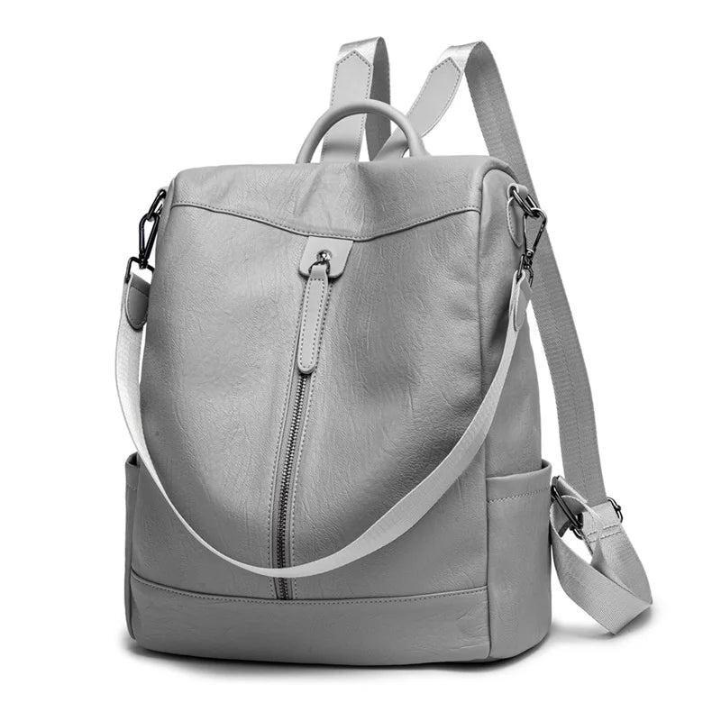 Casual Multifunction Women Leather Backpack Female Shoulder Bag