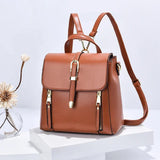 PU Leather Backpack Women Small Shoulder Bag Multifunctional