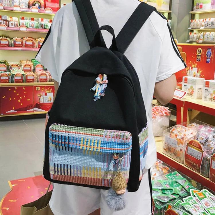 Colorful Stripe Japanese Harajuku Backpack for Women