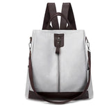 Women Leather School Backpack Multifunction