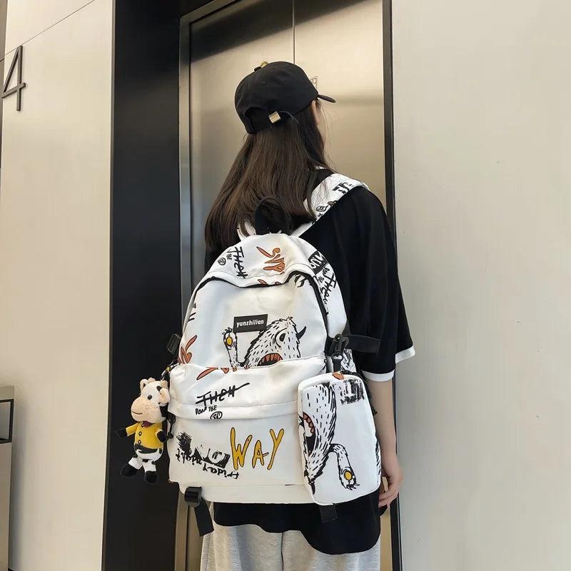 Funny Graffiti School Backpack Large Capacity Multifunctional Bag