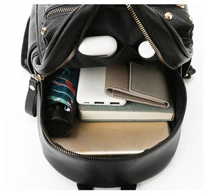 Rivet Women Backpack PU Leather Female Shoulder Bag Student Schoolbags