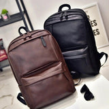 PU Leather Double Bib Backpack for Men