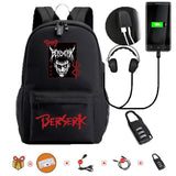 Anime Berserk School Bag Backpack USB Teenagers Backpack Kids Bag