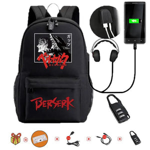 Anime Berserk School Bag Backpack USB Teenagers Backpack Kids Bag