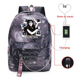 Wednesday Addams USB Charging School Backpack Harajuku Girls Boys