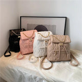 Women Leather Backpacks Sac Preppy Style School Backpack Lattice Ladies Bagpack