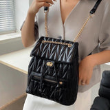 Women Leather Backpacks Sac Preppy Style School Backpack Lattice Ladies Bagpack