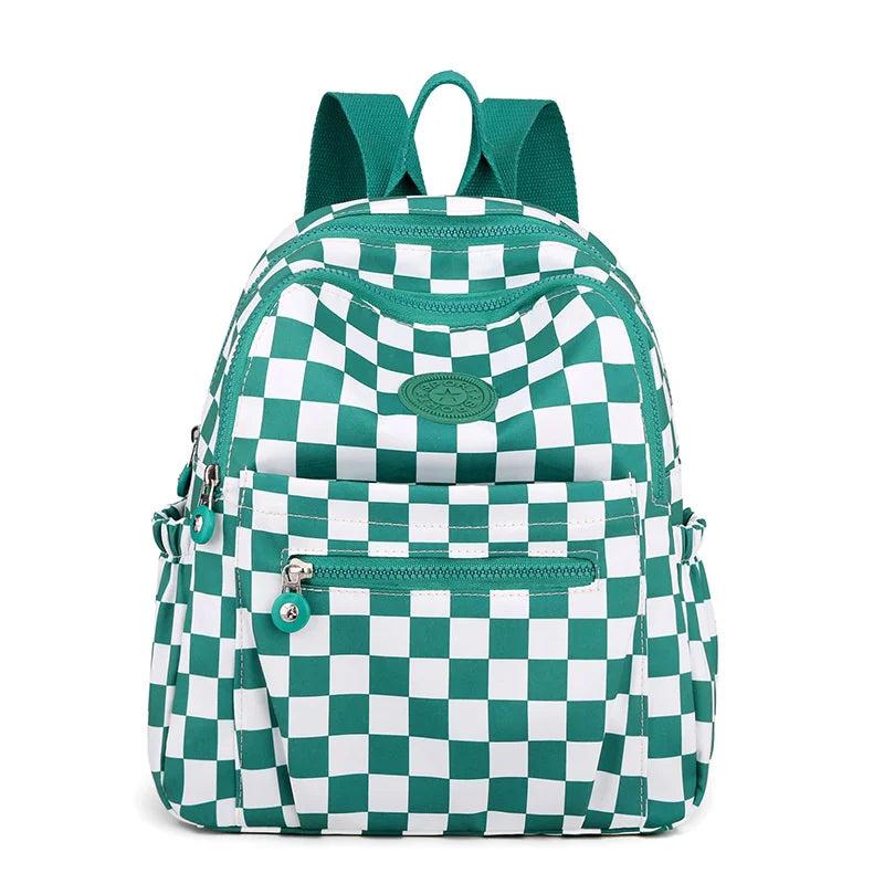 Plaid Printing Travel Women Backpack Casual Double Shoulder Bags