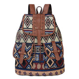Vintage Ethnic Backpack Drawstring Bohemia Rucksack Canvas School Travel