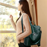 Multifunction Woven Pattern Leather Backpack for Women