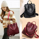 Multifunction Woven Pattern Leather Backpack for Women