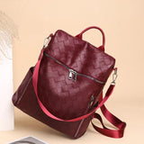 Multifunction Woven Pattern Leather Backpack for Women