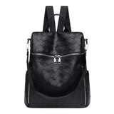 Multifunction Woven Pattern Leather Backpack for Women