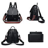 Women's PU Leather Backpack Casual College Style Travel Bag