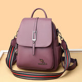 Women's PU Leather Backpack Casual College Style Travel Bag